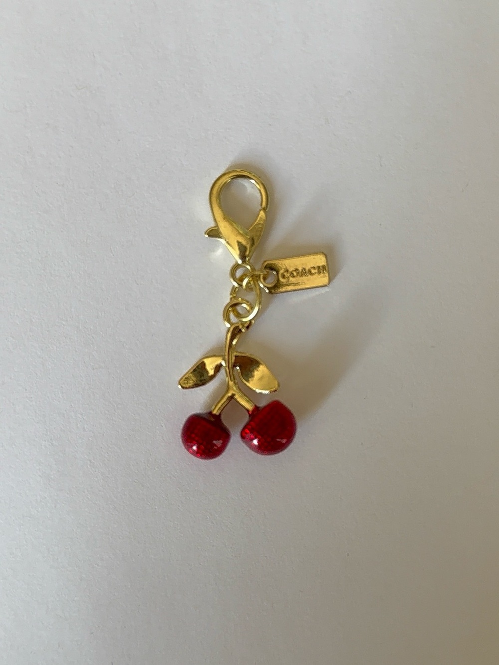 Coach Gold Red Mini Cherry Keychain